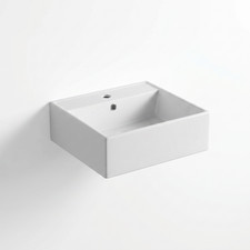 Image of Blaze 410mm Square Wall Hung Cloakroom Basin White Ceramic Single Tap Hole