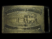TF03107 VINTAGE 1970s  WELLS FARGO  COMPANY BANKERS  FORWARDERS  BELT BUCKLE