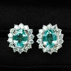 Bluish Green Paraiba Tourmaline 4.20Ct 925 Sterling Silver White Gold Earrings