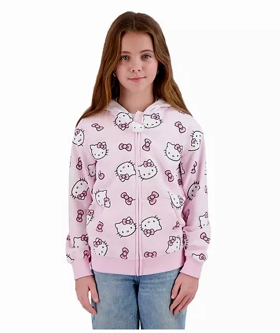 Nuevo $54 DISNEY Personaje HELLO KITTY Niñas Terry Francés Sudadera con Capucha Chaqueta Talla: 6/7 Foto 3 de 4