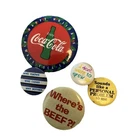 6 Vintage Pin Back Buttons 80s Where's The Beef Coca Cola Toys R Us Retro