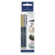 Faber-Castell Creative Studio Metallics Marker Pen Gold & Silver 2pk Blistercard