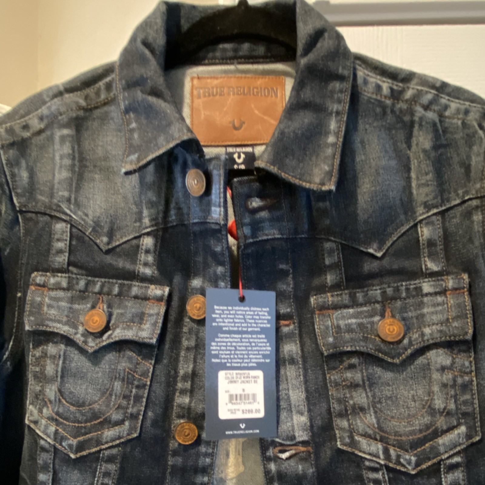 Mens True Religion Western ranch rare blue Jimmy denim jean Jacket NWT $269 sz S thumbnail 4