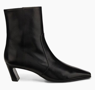 $650 Stuart Weitzman Stassi 50MM Leather Ankle Boots Black Sz 7.5 B/38