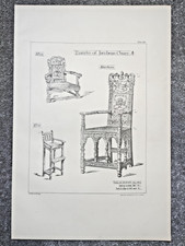 -Examples of Jacobean Chairs - Antique Print - 1901 (Seller ref v2)