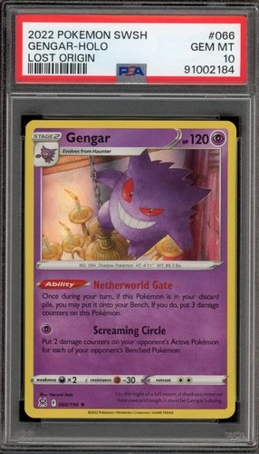 Pokemon Gengar Lost Origin Holo Rare #066 PSA 10 Gem Mint
