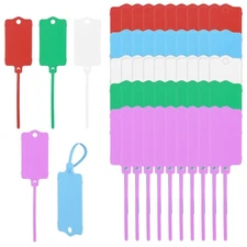50 PCS Plastic Tags for Labeling, Labels Writable Hanging with Sealing Strap,...