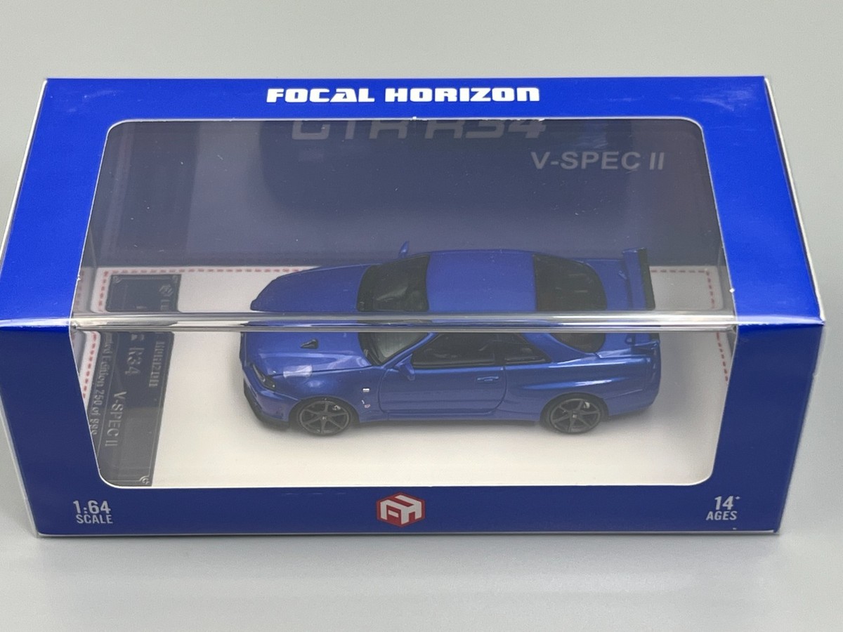 Nissan Skyline GT-R R34 Bayside Blue V-Spec II Focal Horizon 1/64