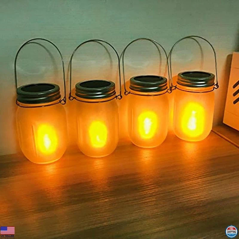 6-Pack Solar Flicker Torch Lights - Waterproof Mason Jar Lanterns for Outdoors - Image 4 of 4