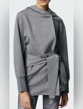 Varley Cove Hooded Wrap Jacket Small Gray Belted Cozy Athleisure Yoga Cardigan
