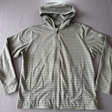 LULULEMON Rival Hoodie Men's XXL Green Gray Striped Full Zip Jacket French Terry