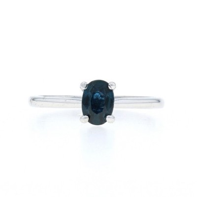 Weißgold Saphir Solitär Ring - 14k oval 0,70ct Verlobung