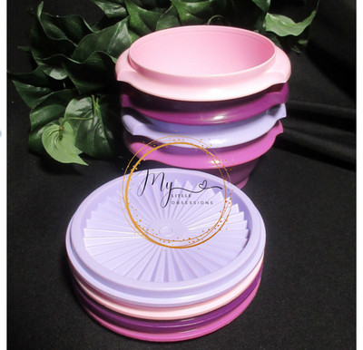 Tupperware  SERVALIER BOWLS Set of 4 PURPLE & PINK ~ 10oz. / 1.25 cup NEW