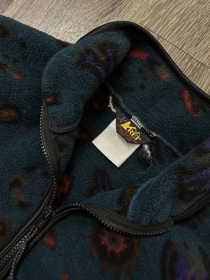 Vintage REI Fleece Jacket 90s Aliens Full Zip Large Snake Turtle Retro - Image 2 of 4
