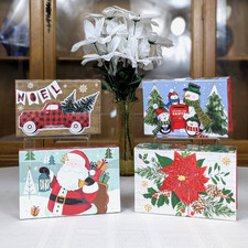 3D vel-cro Gift Boxes Christmas Hard Cardboard 4 Designs 3 Sizes YOU PICK Santa 