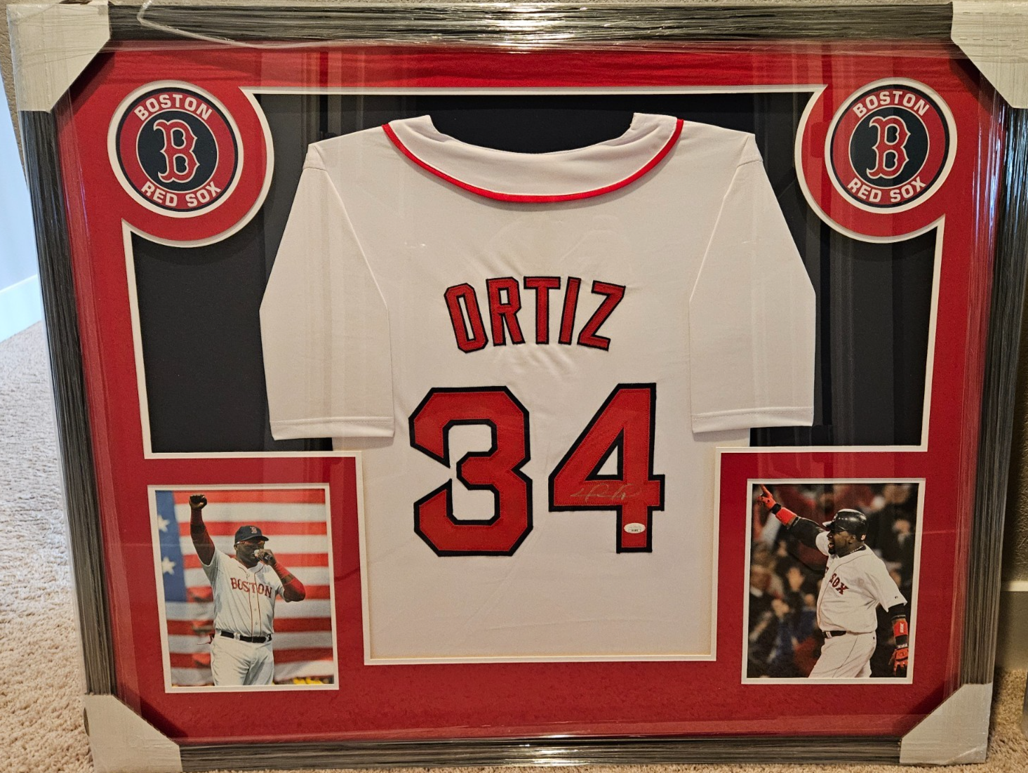 David Ortiz Autographed Signed Boston Red Sox MLB "Big Papi" Framed Custom Jersey Redsox 