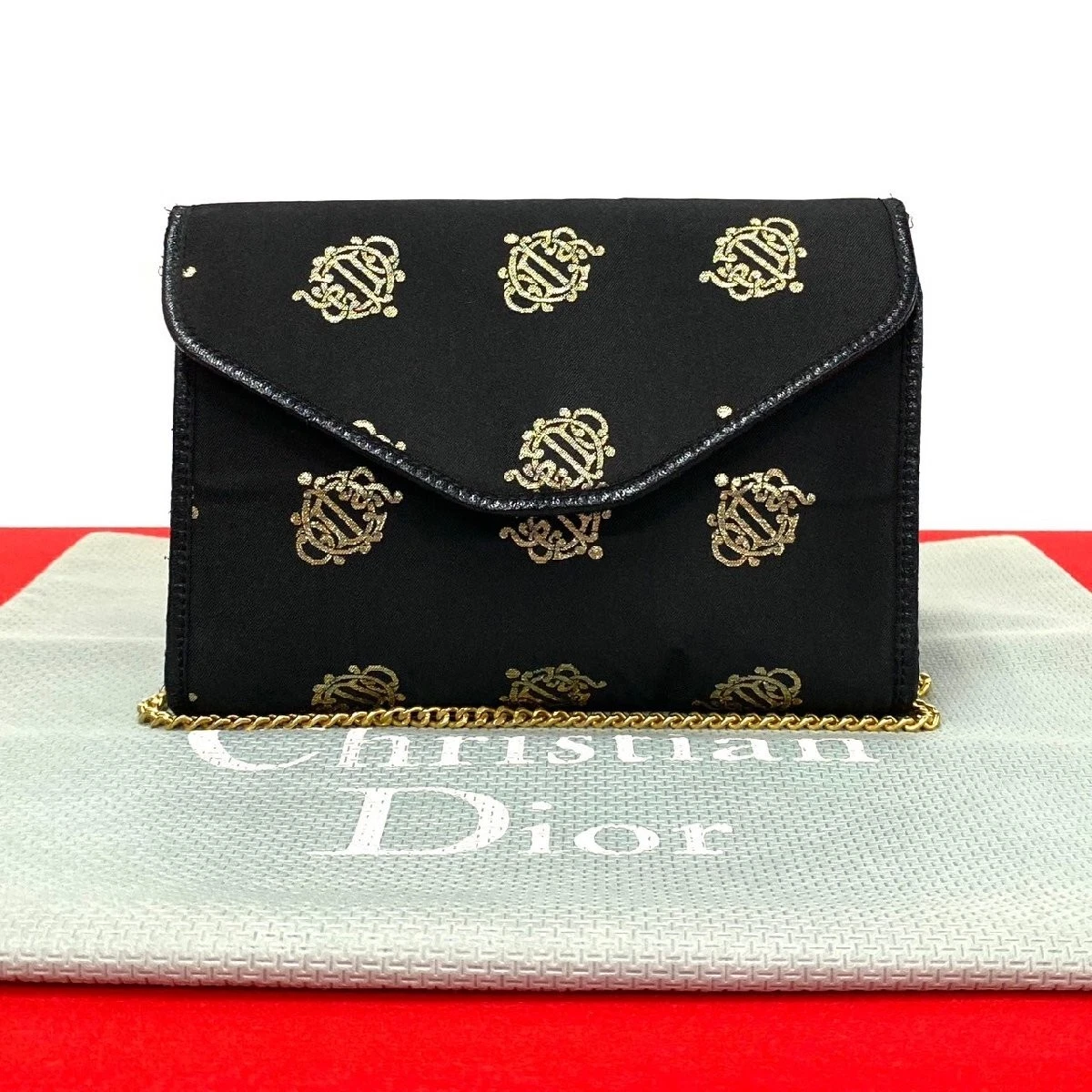 Sac bandoulière Christian Dior Christian Dior vintage toile satinée chaîne pochette