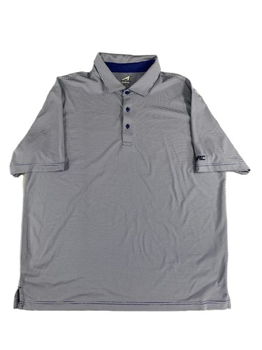 Ahead Polo Shirt Mens XL Blue White Striped Golf SRC Embroidered Performance 100