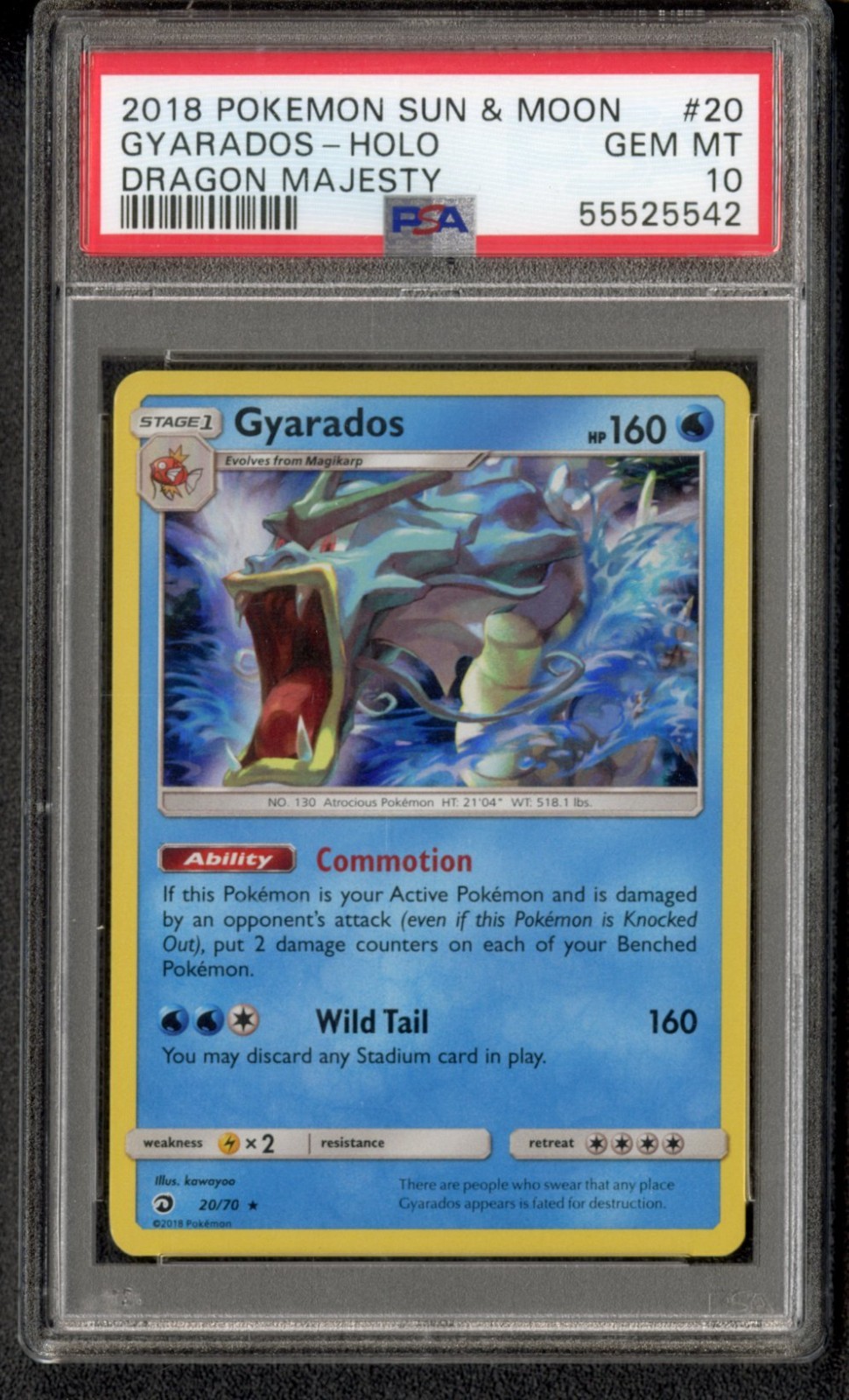 2018 Pokemon Sun & Moon Gyarados Holo Dragon Majesty #20 PSA 10 GEM MINT