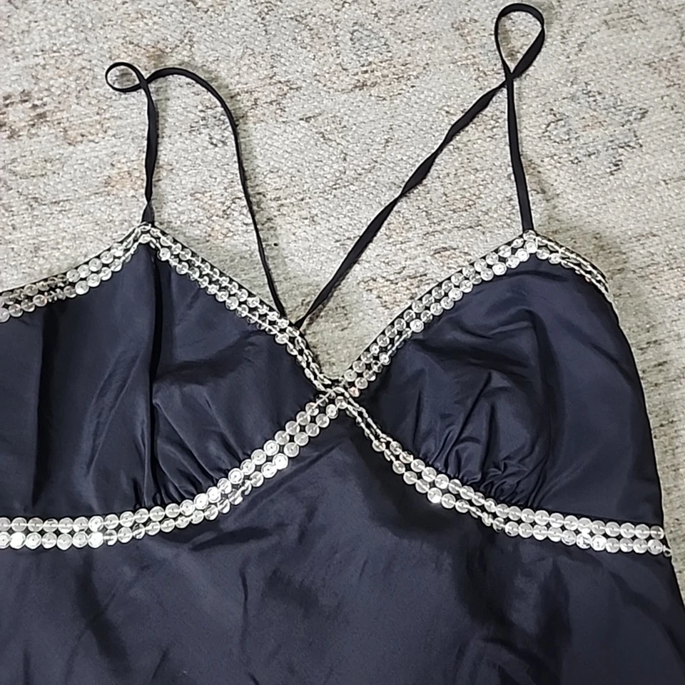 Ограниченный Майка M Y2K темно серый блестки шелковая смесь с ремешками Babydoll - Изображение 3 из 4