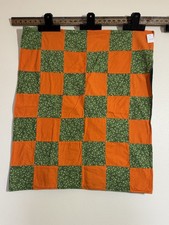 Handmade Baby Quilt 29x34.5 Green Orange Patchwork Soft Blanket