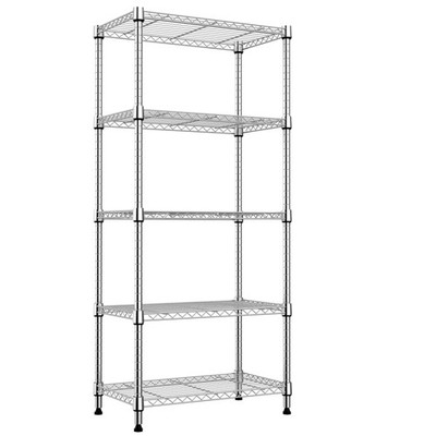 5 Tier Wire Storage Shelf Adjustable Heavy Duty Garage Shelving Kitchen Rack 63''