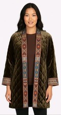 NWT Johnny Was Naomi in Tiger Eye Embroidered Velvet Quilted Kimono XS 390