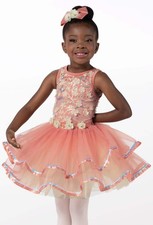 Dance Costume Weissman 14223 Peach Small Child Ballet Tutu Tap Lycra Sparkle Pa