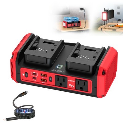 350W Pure Sine Wave Inverter for Milwaukee 18V Battery AC Outlet USB-C PD