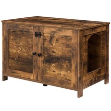 HOOBRO Cat Litter Box Enclosure Furniture, Removable Divider, Large, Rustic Wood