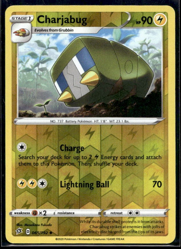 Charjabug Pokemon SWSH02: Rebel Clash 065/192 Reverse Holo LP