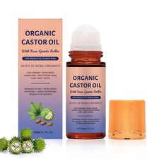 Organic Castor Oil Cold Pressed hexane free Roll-on Natural Pure -1.7 Oz 50 ml 