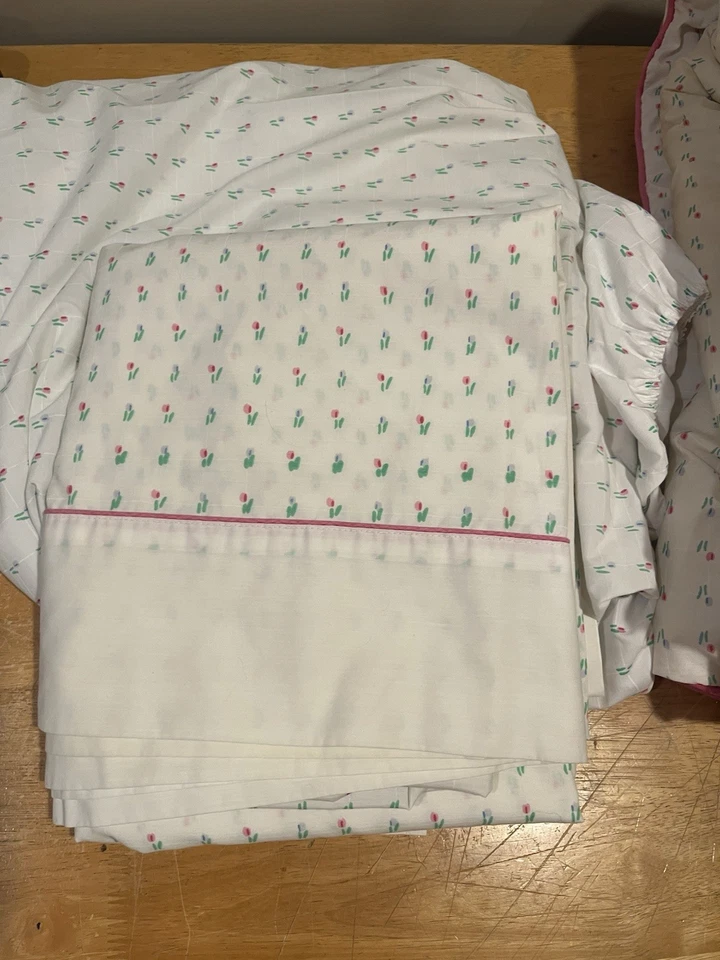 Vtg JC Penney Tulip 70s Floral Full Comforter Sheet Set Mini Flowers Pink - Image 4 of 4