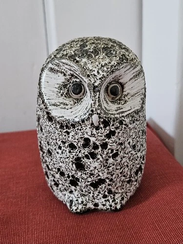 Vintage Pigeon Forge Pottery Gray Owl Stoneware Figurine 4.5 Inches Tall Signed