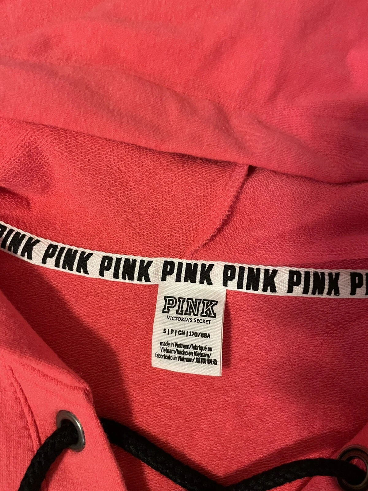 UNDERCOVER Felpa con cappuccio Victorias Secret ROSA oversize corallo Xsmall nuova senza etichetta