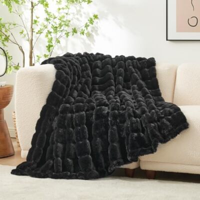 Faux Fur Throw Blanket for Couch, Cozy Warm Twin(60