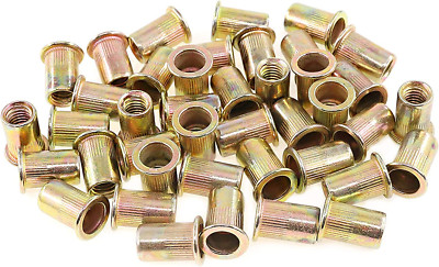 100Pcs M8 Rivet Nuts Metric Zinc Plated Rivet Nut Carbon Steel Rivet Nut Flat He