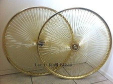 GOLD BICYCLE 26" STEEL WHEEL 144 SPOKES front OR rear CRUISER LOWRIDER BIKES