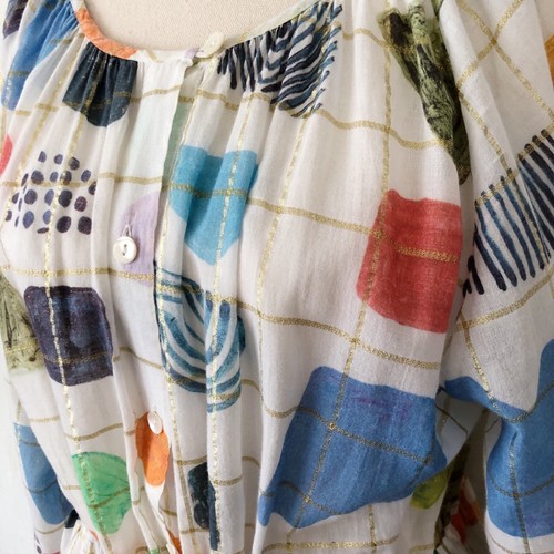 Gorman x Julia Flanagan Dress Size 12 Dot Com Smock Oversized Cotton Colourful - Picture 5 of 10