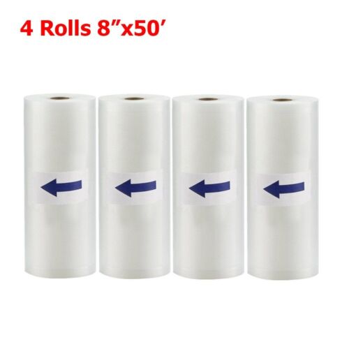 4 rollos bolsas de almacenamiento sellador al vacío 8""x50'/11""x50' sello de alimentos 4 mil gran ahorro - Imagen 12 de 14