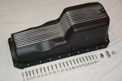 #ad 65 90 Big Block Chevy Black Finned Aluminum Oil Pan 396 402 427 454 BBC RETURN $109.00