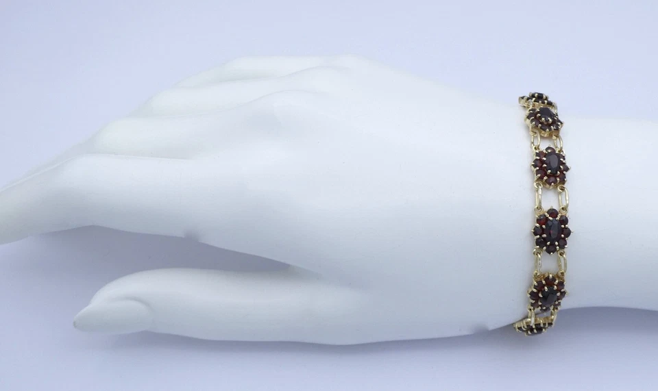 Granat-Armband „mit Böhmischem Granat“333er - 8 Karat Gelbgold (18cm) - Bild 2 von 4