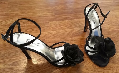 Metaphor Black Flower Strappy Ankle 