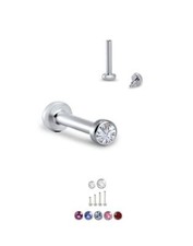 316L Surgical Steel Labret Style Nose Stud Ring Monroe 2mm Bezel CZ 18G or 16G
