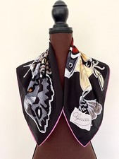 New Unisex Gucci Scarf Bandana Logo Kris Knight Butterfly Black Floral Silk Wrap