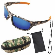 Men Polarized Camouflage Sunglasses for Fishing and Hunting with Blue Lenses