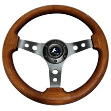 Hiwowsport 13 Universal 1.5 Wood Grain Blackbrushed Spoke Steering Wheel 330mm