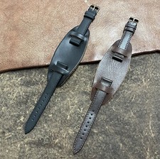 Size 16/ 18/20mm Military Bund Style Leather Cuff Watch Strap Band BH-040