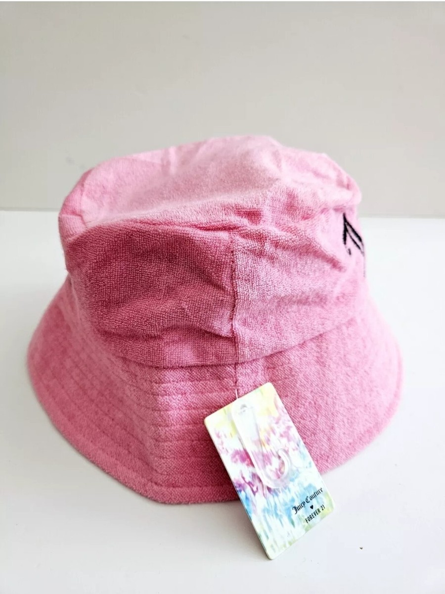 Forever 21 Juicy Pink Couture Velour Bucket Hat Black 
