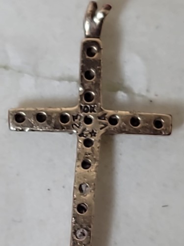 10k Gold Kreuz Anhänger mit 10 Diamant Steinen 0,23 VA Stempel. - Bild 3 von 4